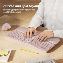 Load image into Gallery viewer, Nulea KM75 Wireless Keyboard and Mouse Combo, Comfortable Natural Typing, Palm Rest, Multi-Device (Bluetooth, 2.4G, Wired), Rechargeable, for Multi-OS, Windows, Mac, Android (Light Pink), LightPink_2658