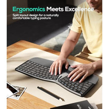 Load image into Gallery viewer, Nulea RT07B Wireless Ergonomic Keyboard - Split Keyboard, Wrist Rest, Natural Typing, Bluetooth and USB Connectivity, USB-C Rechargeable,Compatible with Windows Mac (Silver White), HSilverGray_250