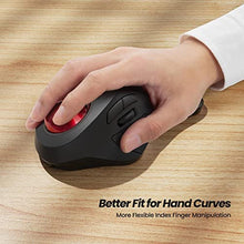 Load image into Gallery viewer, Nulea Wireless Ergonomic Trackball Mouse, Rechargeable, Bluetooth Rollerball Mouse, 44mm Index Finger Trackball, 5 Adjustable DPI, Compatible with PC, Laptop, Mac, ARed_2632