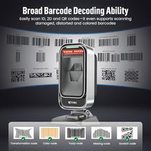 Load image into Gallery viewer, OBZ Hands-Free 1D 2D Barcode Scanner Desktop Omnidirectional QR Reader, UpgradeDDDesktopBarcodeScannerRK_5998