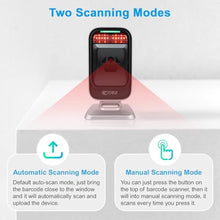 Load image into Gallery viewer, OBZ Hands-Free 1D 2D Barcode Scanner Desktop Omnidirectional QR Reader, UpgradeDDDesktopBarcodeScannerRK_6001