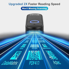 Load image into Gallery viewer, OBZ Mini Bluetooth Barcode Scanner, 2D Wireless Barcode Scanner, Versatile Portable Handheld USB 1D 2D QR Code Scanner Work with Mac OS, Windows, iOS, Android Tablet, Phone, PC, POS (Upgraded Version), BlackUpgraded_6030