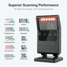 Load image into Gallery viewer, OBZ Wireless Barcode Scanner,Bluetooth Hands-Free Desktop 2D QR Code Reader, DQRBluetoothWirelessBarcodeScanner_1662