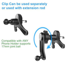 Load image into Gallery viewer, OCEANLOVE Universal Air Vent Clip Replacement for Car Phone Holder and 360Swing Arm Extension Rod Accessories, with Diameter 0.67 in 17 mm Joint Ball for Most Car Phone Mount, BlackYwithSwingRod_4565