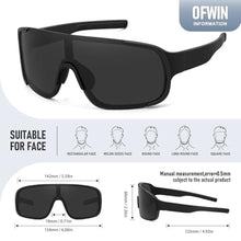 Load image into Gallery viewer, Ofwin Polarized Cycling Sports Sunglasses for Men Women UV Protection Fishing Bike Running Wrap Around Sun Glasses Matte Black Frame/Green Mirror Lens, MatteBlackFrameGreenMirrorLens_377