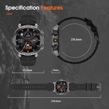 Load image into Gallery viewer, OHUGNA Military Smart Watch with LED Flashlight, Bluetooth Make/Answer Call, 1.43" HD Outdoor Tactical Rugged Smartwatch, Sports Fitness Tracker Watch with Health Monitor, Sleep Monitor, Black_4310
