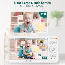 Load image into Gallery viewer, OKAIDI 6" IPS Screen Baby Monitor with Camera and Audio, Pan-Tilt-Zoom, OD_27