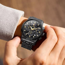 Load image into Gallery viewer, OLEVS Black Watches for Men,Men's Black Watch Stainless Steel,Men's Dress Watch Roman Numerals,Big Face Mens Watches Luxury,Mens Waterproof Wristwatch,Reloje para Hombre_7132