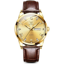 Load image into Gallery viewer, OLEVS Mens Gold Watches Leather,Day Date Watches for Men,Brown Leather Men Watch,Waterproof Watch Ma n Dress Men's Analog Roman Numeral Luminous, Browngoldshellgoldface_1