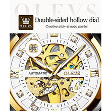 Load image into Gallery viewer, OLEVS Mens Silver Skeleton Watch Automatic Mechanical Self Winding Luxury Dress Stainless Steel Waterproof Luminous Wrist Watches, SilverDial_2895