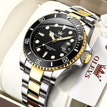 Load image into Gallery viewer, OLEVS Watches for Men Black Silver Stainless Steel Luxury Mens Dress Watch, blackface_1724