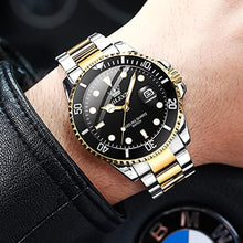 Load image into Gallery viewer, OLEVS Watches for Men Black Silver Stainless Steel Luxury Mens Dress Watch, blackface_1725