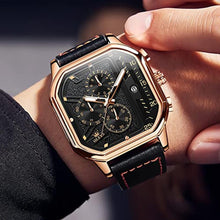 Load image into Gallery viewer, OLEVS Watches for Men Quartz Leather Wrist Watches ChronographFashion Dress Watch Date Waterproof Luminous Casual Square Business, Black_819