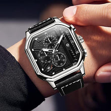 Load image into Gallery viewer, OLEVS Watches for Men Quartz Square Wrist Watches Chronograph Leather Fashion Dress Watch Date Waterproof Luminous Casual Business Black_1154