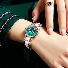 Load image into Gallery viewer, OLEVS Wrist Watches for Womens Ladies Small Wrist Rose Gold White Ceramic Fashion Pink Red Green Dial Stainless Steel Waterproof Date_1473