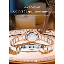 Load image into Gallery viewer, OLEVS Wrist Watches for Womens Ladies Small Wrist Rose Gold White Ceramic Fashion Pink Red Green Dial Stainless Steel Waterproof Date_1475