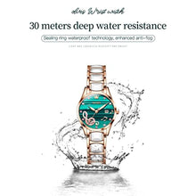 Load image into Gallery viewer, OLEVS Wrist Watches for Womens Ladies Small Wrist Rose Gold White Ceramic Fashion Pink Red Green Dial Stainless Steel Waterproof Date_1476