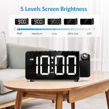 Load image into Gallery viewer, Olipiter Digital Projection Alarm Clock for Bedroom Ceiling-Alarm Clocks with 180Projector, 5 Level Brightness, DST, Snooze, Night Mode, Loud Alarms for Kids,Heavy Sleepers, 12/24H, for Bedroom, Black_5412