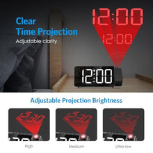 Load image into Gallery viewer, Olipiter Digital Projection Alarm Clock for Bedroom Ceiling-Alarm Clocks with 180Projector, 5 Level Brightness, DST, Snooze, Night Mode, Loud Alarms for Kids,Heavy Sleepers, 12/24H, for Bedroom, Black_5413