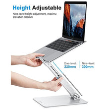 Load image into Gallery viewer, OMOTON Adjustable Laptop Stand for Desk, Ergonomic Computer Stand, Portable Laptop Riser for Standing Height up to 20" Compatible with MacBook Air/Pro, Dell and All Laptops 10-17 inch, Silver_300