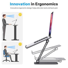 Load image into Gallery viewer, OMOTON Laptop Stand for Desk, Ergonomic Adjustable Computer Stand Aluminum Portable Desktop Laptop Riser Holder for MacBook Air Pro, Dell, HP and All Tablets Up to 15.6", Black_1314