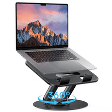 Load image into Gallery viewer, OMOTON Laptop Stand for Desk with 360 Rotating Base, Ergonomic Laptop Riser for Collaborative Work, Easy Storage, Fit MacBook/Laptops up to 14 inches, Black_1