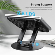 Load image into Gallery viewer, OMOTON Laptop Stand for Desk with 360 Rotating Base, Ergonomic Laptop Riser for Collaborative Work, Easy Storage, Fit MacBook/Laptops up to 14 inches, Black_1239