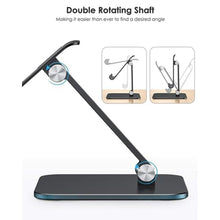 Load image into Gallery viewer, OMOTON Upgraded Adjustable Tablet Stand Holder, Heavy Duty Foldable Portable Monitor Stand, Travel Essentials for iPad Pro/Air/Mini, Surface Pro, 4.7''-15.6', Black_8019