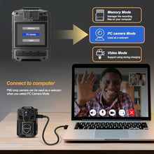 Load image into Gallery viewer, ONCHEER 1080P Patrol Police Infrared Night Vision Body Camera with 64G Kingston SD Card, Shoulder & Waist Clip, Vedio Audio Recorder Bodycam, 24H Record for Law Enforcement Security Outwork, black_132