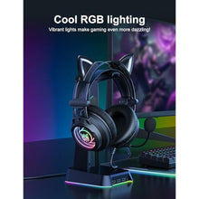 Load image into Gallery viewer, ONITOON Gaming Headset with Microphone, Detachable Cat Ears, Abyssal Mirror RGB Light, 50 MM Drivers Surround Sound, Lightweight Gaming Headphones for PC/Laptop/PS4/PS5/Switch, Black_198