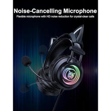 Load image into Gallery viewer, ONITOON Gaming Headset with Microphone, Detachable Cat Ears, Abyssal Mirror RGB Light, 50 MM Drivers Surround Sound, Lightweight Gaming Headphones for PC/Laptop/PS4/PS5/Switch, Black_199