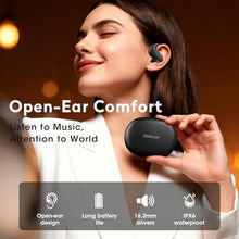 Load image into Gallery viewer, Open Ear Earbuds, 50H Open Ear Headphones Bluetooth 5.4, IPX6 Open Ear buds Wireless with Adjustable Ear hook, Hi-res Stereo, AI Clear Call, Lightweight, Wireless Over Earbud for Workout, Gym, Running, Black_125