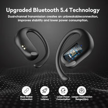 Load image into Gallery viewer, Open Ear Earbuds, 50H Open Ear Headphones Bluetooth 5.4, IPX6 Open Ear buds Wireless with Adjustable Ear hook, Hi-res Stereo, AI Clear Call, Lightweight, Wireless Over Earbud for Workout, Gym, Running, Black_127