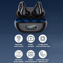 Load image into Gallery viewer, Open-Ear Wireless Headphones Bluetooth Clip On Mini Earbuds Charging Case Ear Buds Sports Bone Conduction Headphones Earphones for TV Phone Laptop Music (Black)_1815