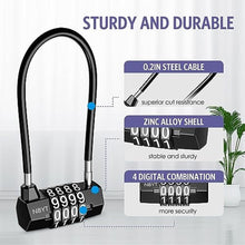 Load image into Gallery viewer, OQIMAX Long Shackle Combination Lock, 4 Digit Weatherproof Handle Padlock for Cabinet Door Outdoor, Resettable Handheld Lock for Travel Bag, Bike, Fence, Luggage School, Fence, Gym Sports Locker_6620
