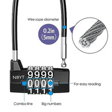 Load image into Gallery viewer, OQIMAX Long Shackle Combination Lock, 4 Digit Weatherproof Handle Padlock for Cabinet Door Outdoor, Resettable Handheld Lock for Travel Bag, Bike, Fence, Luggage School, Fence, Gym Sports Locker_6622