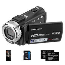 Load image into Gallery viewer, ORDRO V12 1080P Camcorder Night Vision with 16G Card 2 Batteries, Black_1