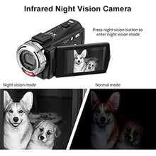 Load image into Gallery viewer, ORDRO V12 1080P Camcorder Night Vision with 16G Card 2 Batteries, Black_127