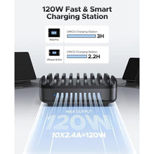 Load image into Gallery viewer, ORICO 10-Port Charging Station, 120W Max Output USB Charger Dock, Black, USBPortsBlack_72
