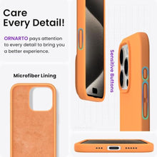 Load image into Gallery viewer, ORNARTO Compatible with iPhone 15 Pro Case 6.1", Liquid Silicone 3 Layers Full Covered Soft Gel Rubber Cover, Shockproof Protective Slim Phone Case with Anti-Scratch Microfiber Lining-Orange_2190