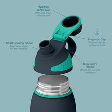 Load image into Gallery viewer, Ottle Reef Roamer Stainless Steel Water Bottle - 34 oz Insulated Flask with Leak Proof Lid, BPA free & Carry Handle - Hot & Cold Gym Water Bottle for Travel, Camping & Sports - Electro Beats, ozElectroBeats_5960