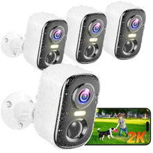 Load image into Gallery viewer, Outdoor Security Camera Wireless, 2K Battery Powered WiFi Cameras for Home Security with AI Motion Detection, Color Night Vision, Siren Alarm, 2-Way Talk, IP66 Waterproof, Cloud/SD Storage (4 Pack), White_1