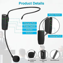 Load image into Gallery viewer, oxxyeeKS Wireless Microphone System for 2 People,160ft Range, 2.4G Dual Wireless Headset Mics for Karaoke Speaker, Amplifier, Mic Speakers, PA System, Yoga,Teaching, Fitness, Black_952