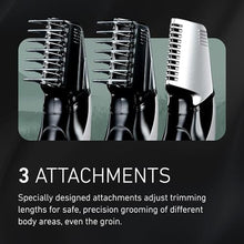 Load image into Gallery viewer, Panasonic Electric Body Trimmer for Men, Cordless Washable Wet Dry Groomer with 3 Comb Attachments, Black ER-GK60-S, Silver_910