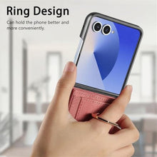 Load image into Gallery viewer, PAOBIR for Samsung Galaxy Z Flip 7 with Card Holder,Wallet Phone Case with Built-in Rotate Ring Stand PU Leather Protective Kickstand Case for Women Girls Samsung Galaxy Z Flip 7 Pink_1690