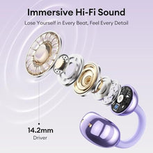 Load image into Gallery viewer, PAXA Clip On Earbuds, Open Ear Earbuds Wireless Bluetooth 5.4, Clip On Headphones with LCD Touchscreen, Lightweight Comfort Open Ear Headphones for Sports, Fitness, and Workouts, M100 Purple_1652