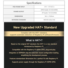 Load image into Gallery viewer, PCIe to M.2 Adapter with PoE Function Compatible with Raspberry Pi 5, Pi 5 POE HAT M.2-M-Key HAT+ Supports NVMe Protocol M.2 SSD 2230/2242, IEEE 802.3af/at Network Standard with Metal Heatsink_454