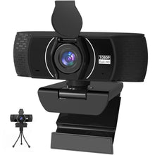 Load image into Gallery viewer, PEATOP Full HD Webcam for PC 1080P with Microphone,Computer Webcam 110 Field of View Streaming Camera with Cover Tripod Auto Light Correction Webcams for Zoom,Video Call, Skype,Teams, Black_1