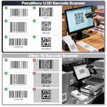Load image into Gallery viewer, PecuMecu Bluetooth 1D&2D Barcode Scanner, 3-in-1 Bluetooth & USB Wired & 2.4G Wireless QR Barcode Reader, PDF417 Data Matrix Handheld Bar Code Scanner Work with Windows, Android, iOS (TM-10B)_2024