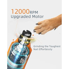Load image into Gallery viewer, pedgogo 6-Speed Dog Nail Grinder & 3 Grinding Heads Super Quiet 45dB with 2 LED Lights 12000RPM Pet Nail Grinder& 3 Grinding Ports Dog Nail Trimmer for Large Medium Small Dogs with Dust Cap, Orange_674